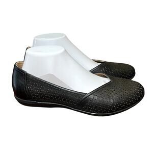 Dansko Neely Flats Womens US 10 Black Leather Perforated Comfort Slip On Shoes